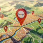 Egy térkép, amelyen Google helymeghatározó jelölők láthatók, utalva a helyi keresőoptimalizálás fontosságára.