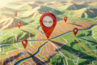 Egy térkép, amelyen Google helymeghatározó jelölők láthatók, utalva a helyi keresőoptimalizálás fontosságára.