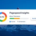 A Google PageSpeed Insights felhasználói felülete, amely a weboldal teljesítményét és sebességét mutatja, színes indikátorokkal és pontszámmal.