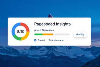 A Google PageSpeed Insights felhasználói felülete, amely a weboldal teljesítményét és sebességét mutatja, színes indikátorokkal és pontszámmal.