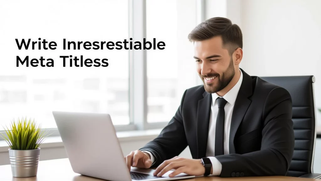 Egy férfi öltönyben ül egy íróasztalnál, laptopon dolgozik, miközben a napfény átsüt az ablakon.