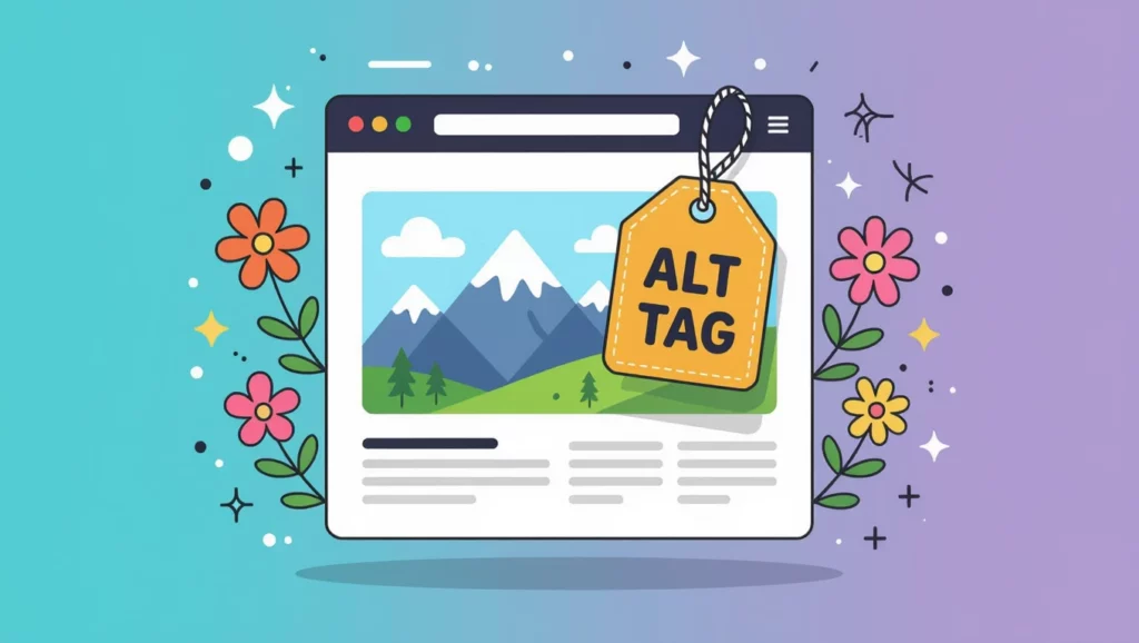 Egy weboldal grafikus ábrázolása, amelyen egy hegyvidéki táj látható, alt szöveggel ellátva.