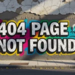 Egy graffiti, amelyen a '404 PAGE NOT FOUND' felirat látható, színes háttérrel. A kép a weboldalak lefedettségi hibáira utal.