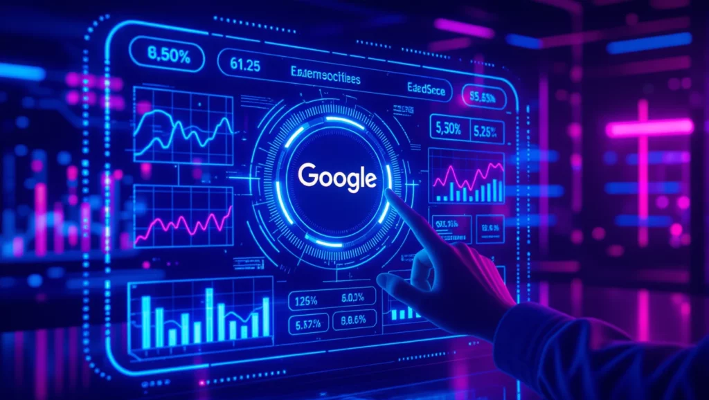 A Google Search Console felhasználói felülete, ahol grafikonok és statisztikák láthatók a weboldal teljesítményéről a keresőoptimalizálás során.