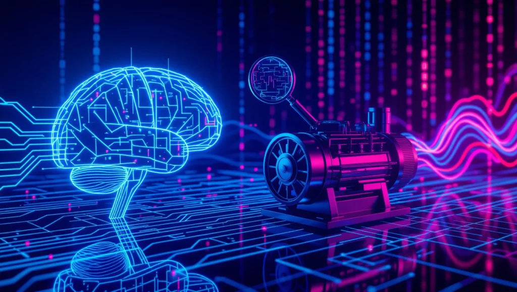 Generative Engine Optimization (GEO): Milyen stratégiákkal érhető el, hogy a LLM-ek jobban preferálják a tartalmat? 75 Egy futurisztikus agy és motor szimbóluma, amely a mesterséges intelligencia és a generatív rendszerek kapcsolatát jelképezi.