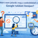 Két ember egy számítógép előtt áll, az egyik keresőoptimalizálási problémákat vizsgál, míg a másik tanácsokat ad.