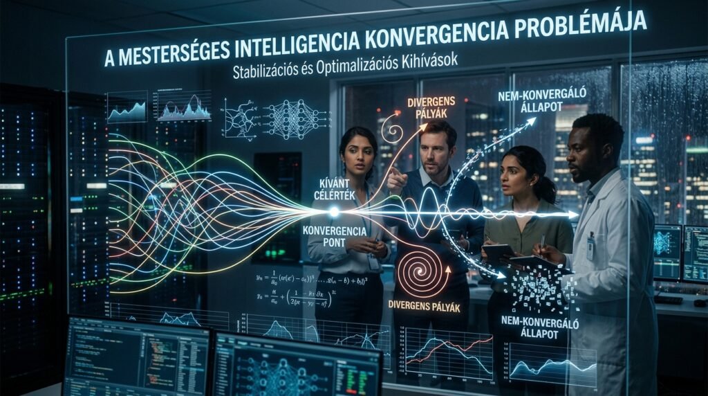 A mesterséges intelligencia konvergencia problémáját bemutató grafika.