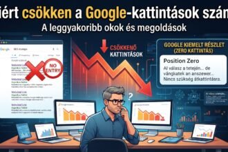 Elemző grafikonok és SEO stratégia csökkenő kattintásokkal.